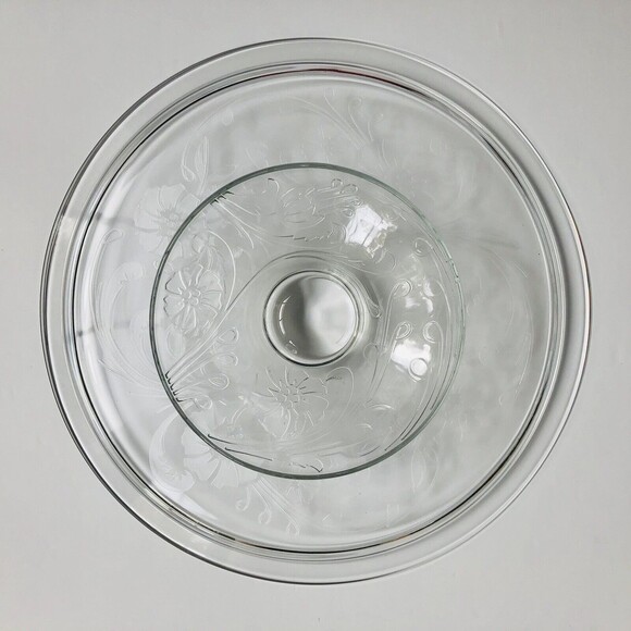 Luminarc Mariella footed cake plate 13" Crystal Floral Clear Made in France wg - Picture 7 of 9